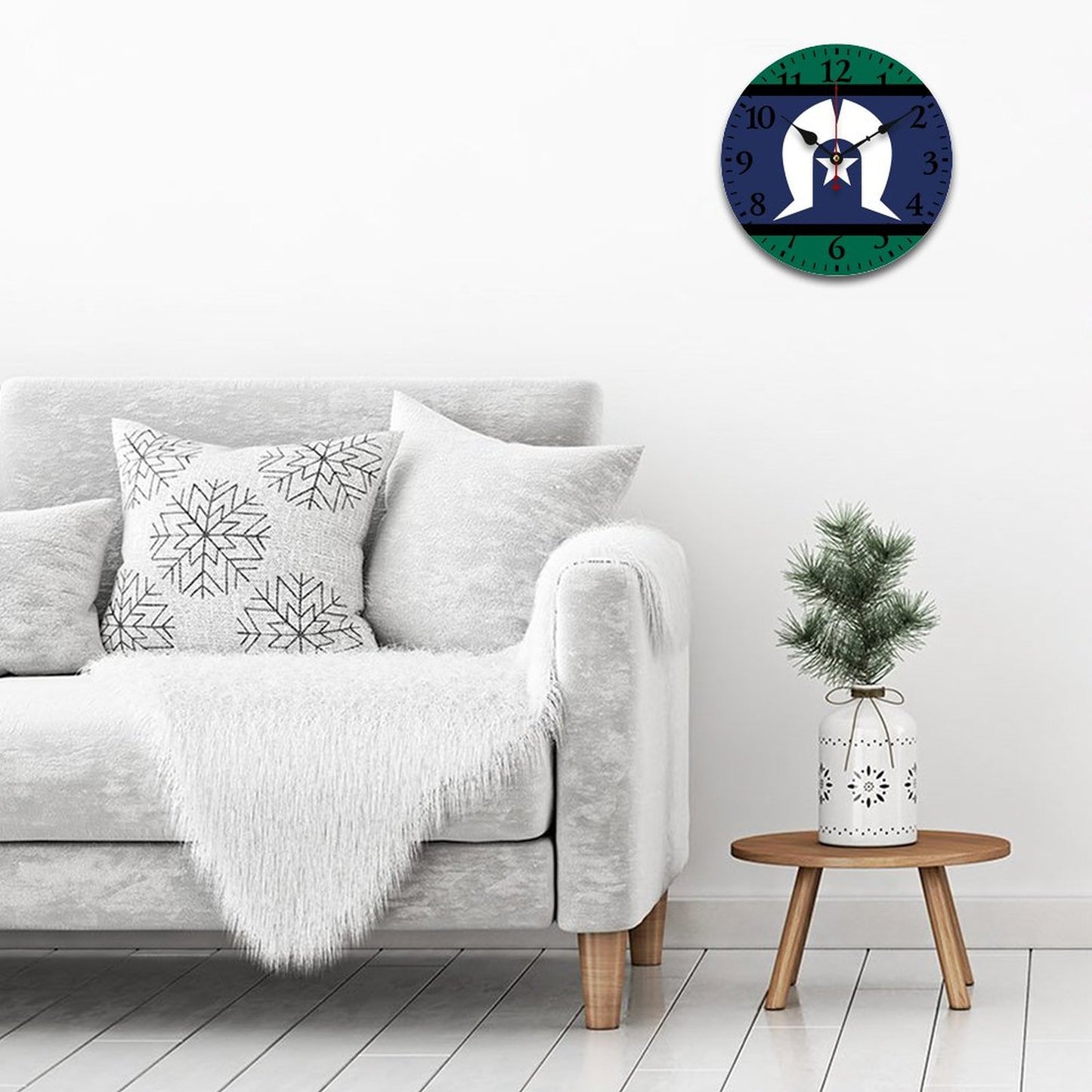 Torres Strait flag on Wooden Wall Clock-9.84"x9.84"/ 25x25cm