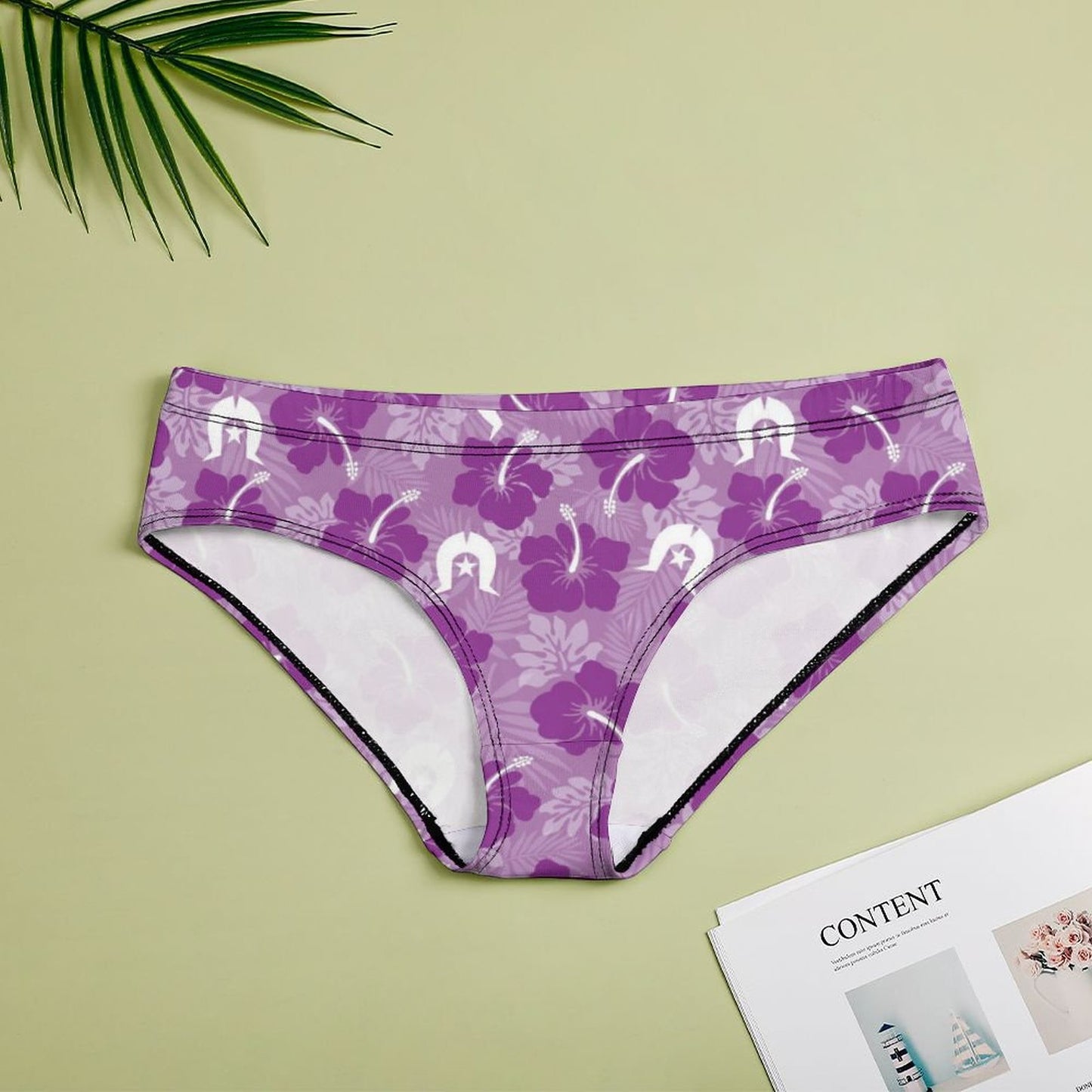 Hibiscus flowers with Dhari (Royal purple) on  Women's Low-Rise Panties