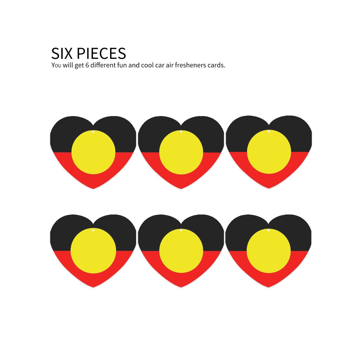 Aboriginal Flag on Heart Shape Car Air Freshener Cards 6 pcs