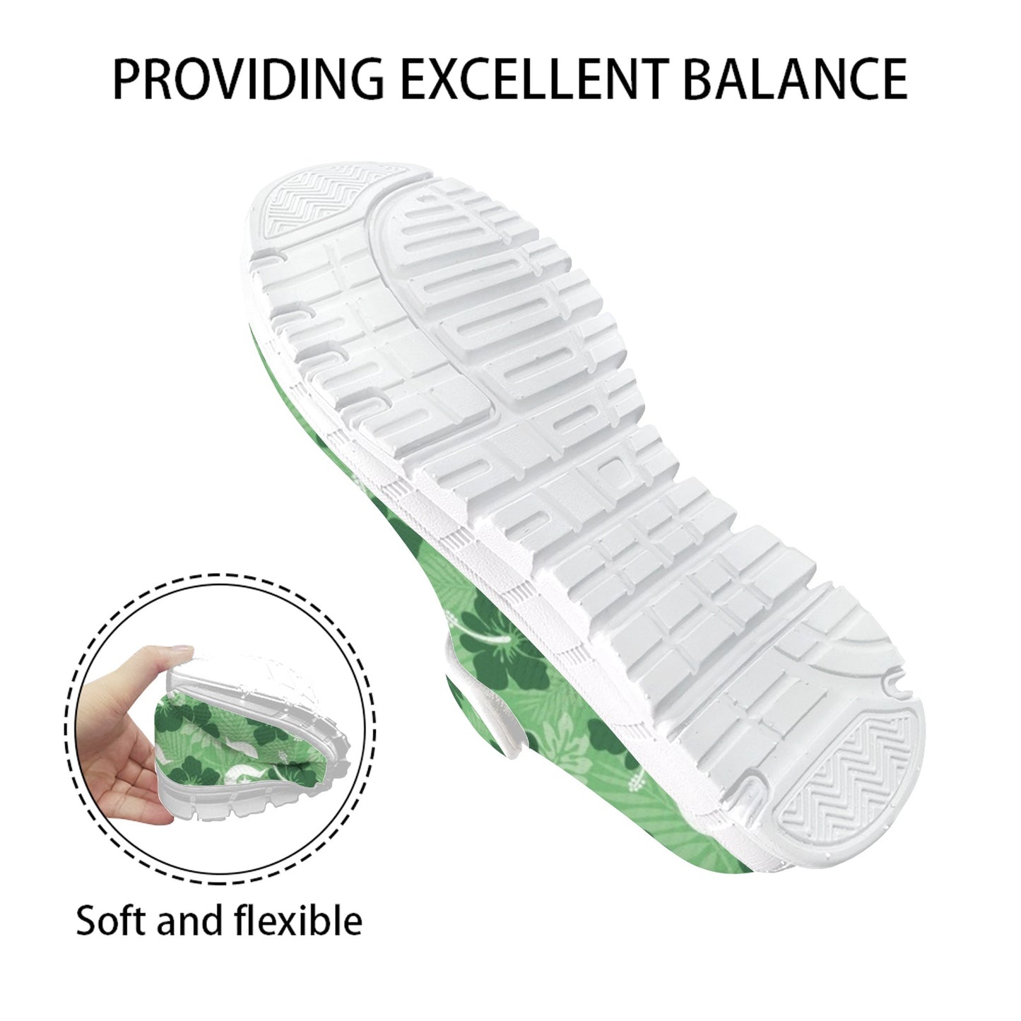 Hibiscus flowers with Dhari (Sea Grass Green) on Women's Mary Jane Shoes