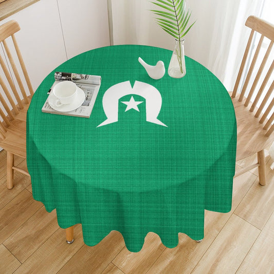 Green Round Tablecloth with White Dhari