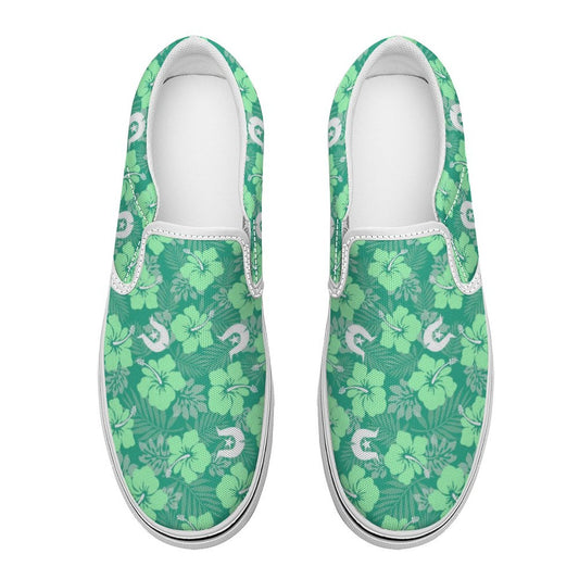 Hibiscus flowers with Dhari (Royal mint) on Canvas Shoes for Teenagers