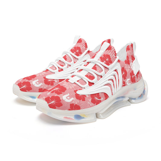 Hibiscus flowers with Dhari (Royal Pink) on Unisex Low Top Mesh Sneakers
