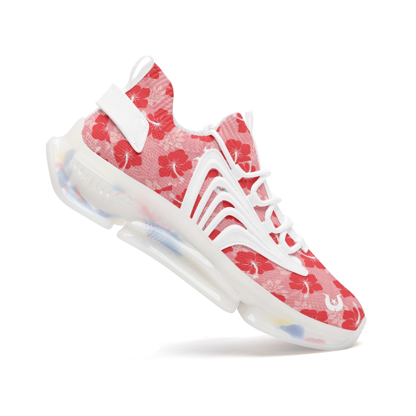 Hibiscus flowers with Dhari (Royal Pink) on Unisex Low Top Mesh Sneakers