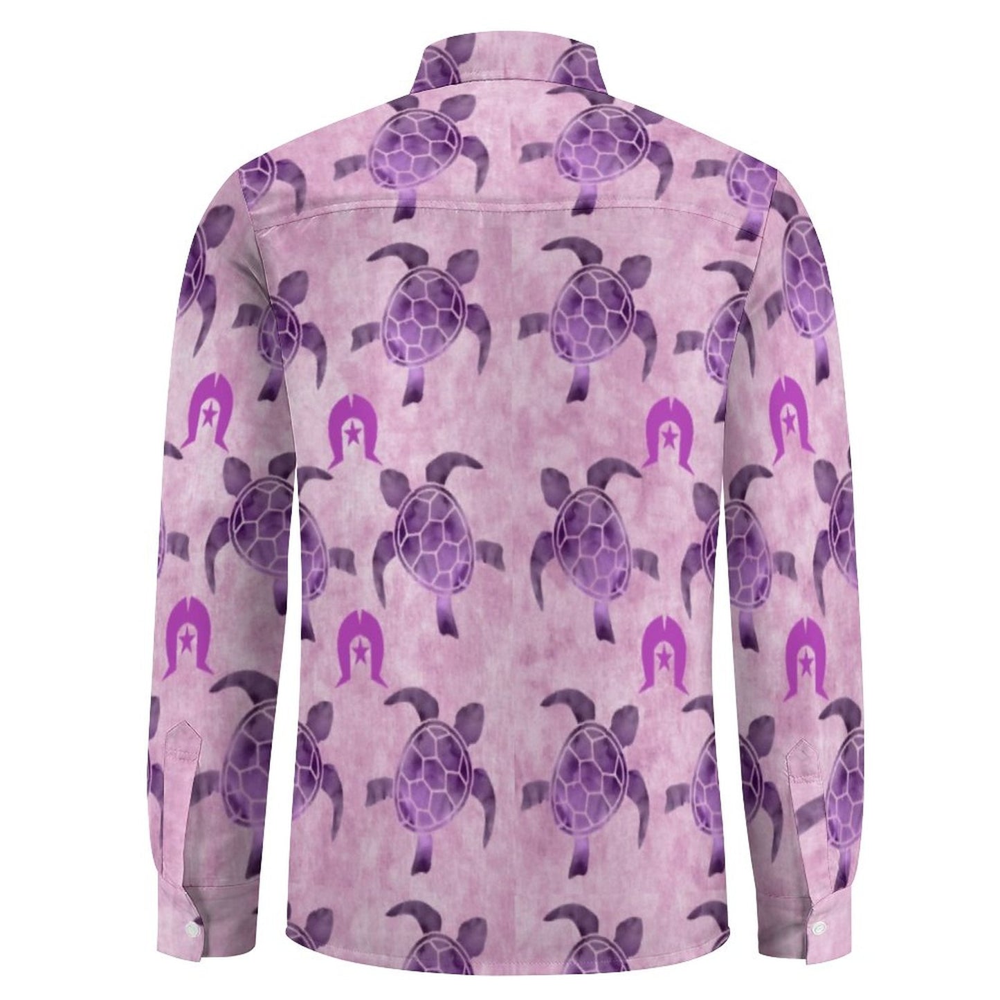 Purple Turtle Pattern on Men's Long Sleeve Shirt