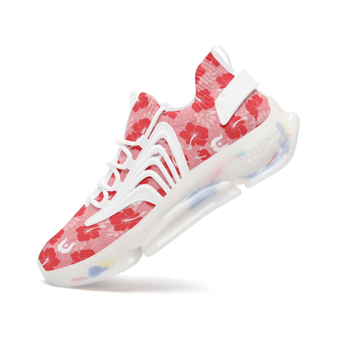 Hibiscus flowers with Dhari (Royal Pink) on Unisex Low Top Mesh Sneakers