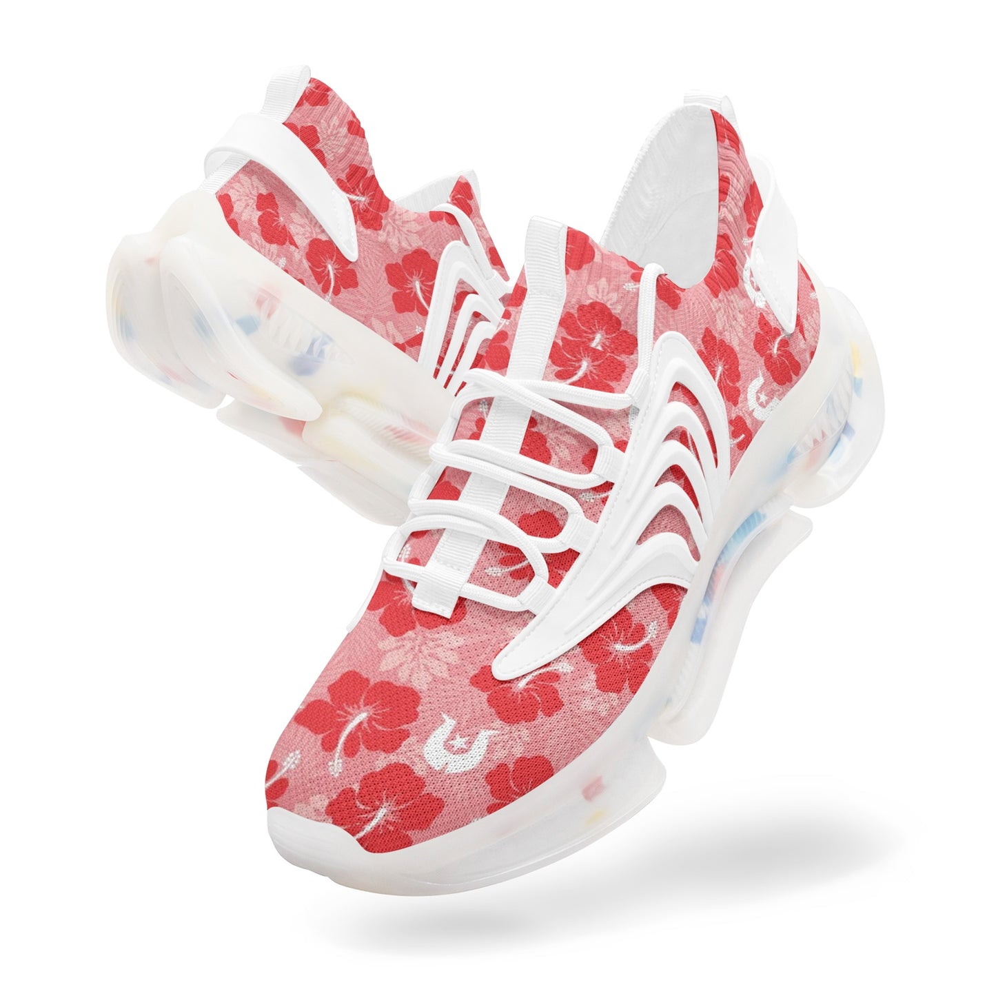 Hibiscus flowers with Dhari (Royal Pink) on Unisex Low Top Mesh Sneakers