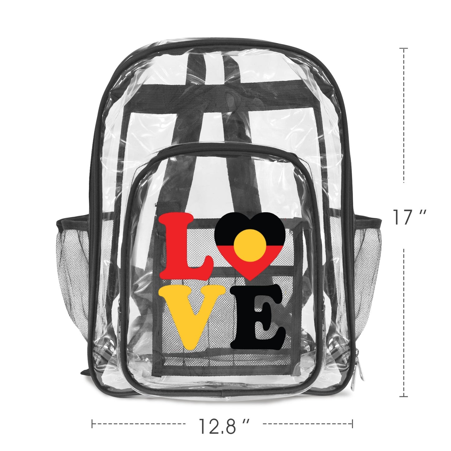 Aboriginal Flag with 'LOVE on Clear Backpack