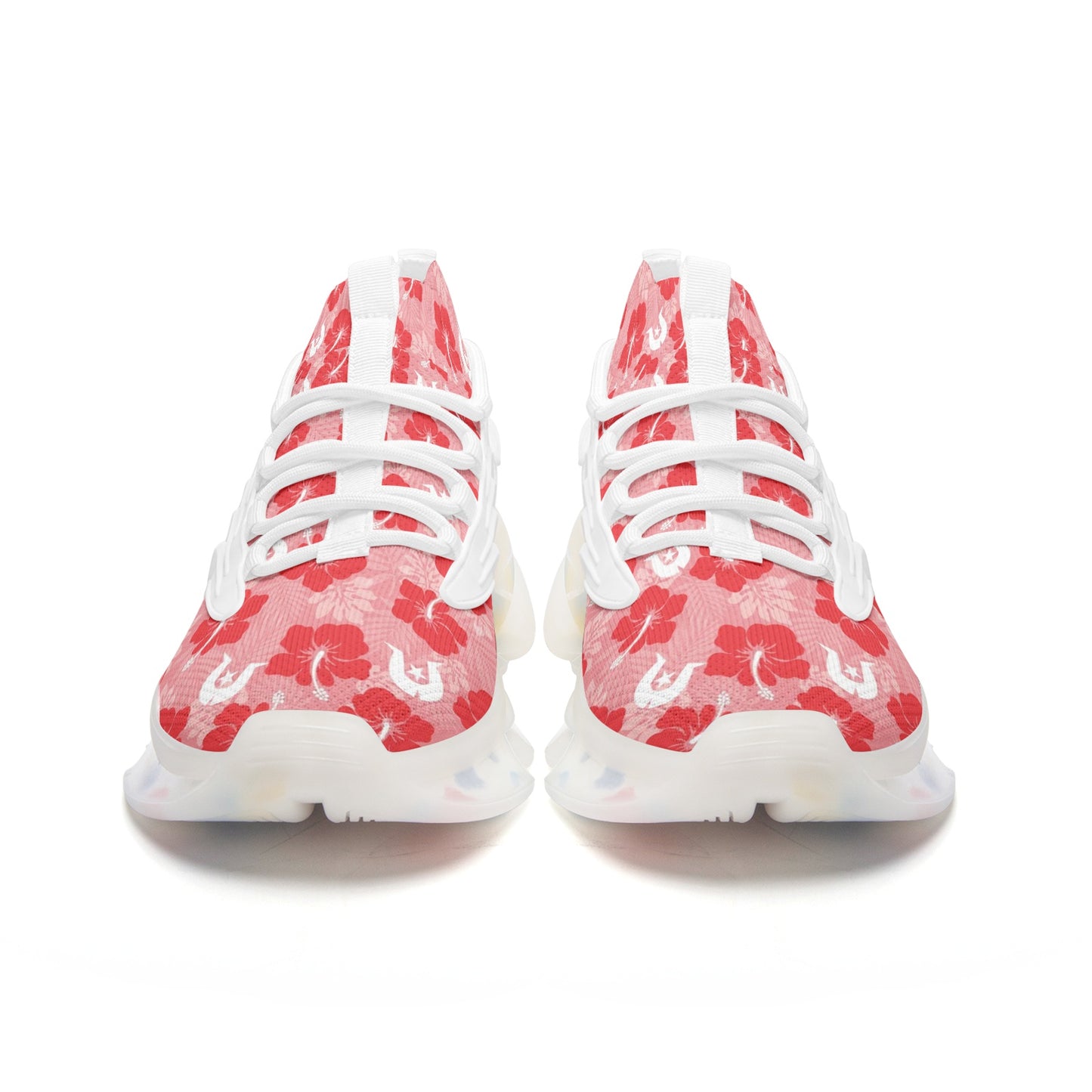Hibiscus flowers with Dhari (Royal Pink) on Unisex Low Top Mesh Sneakers