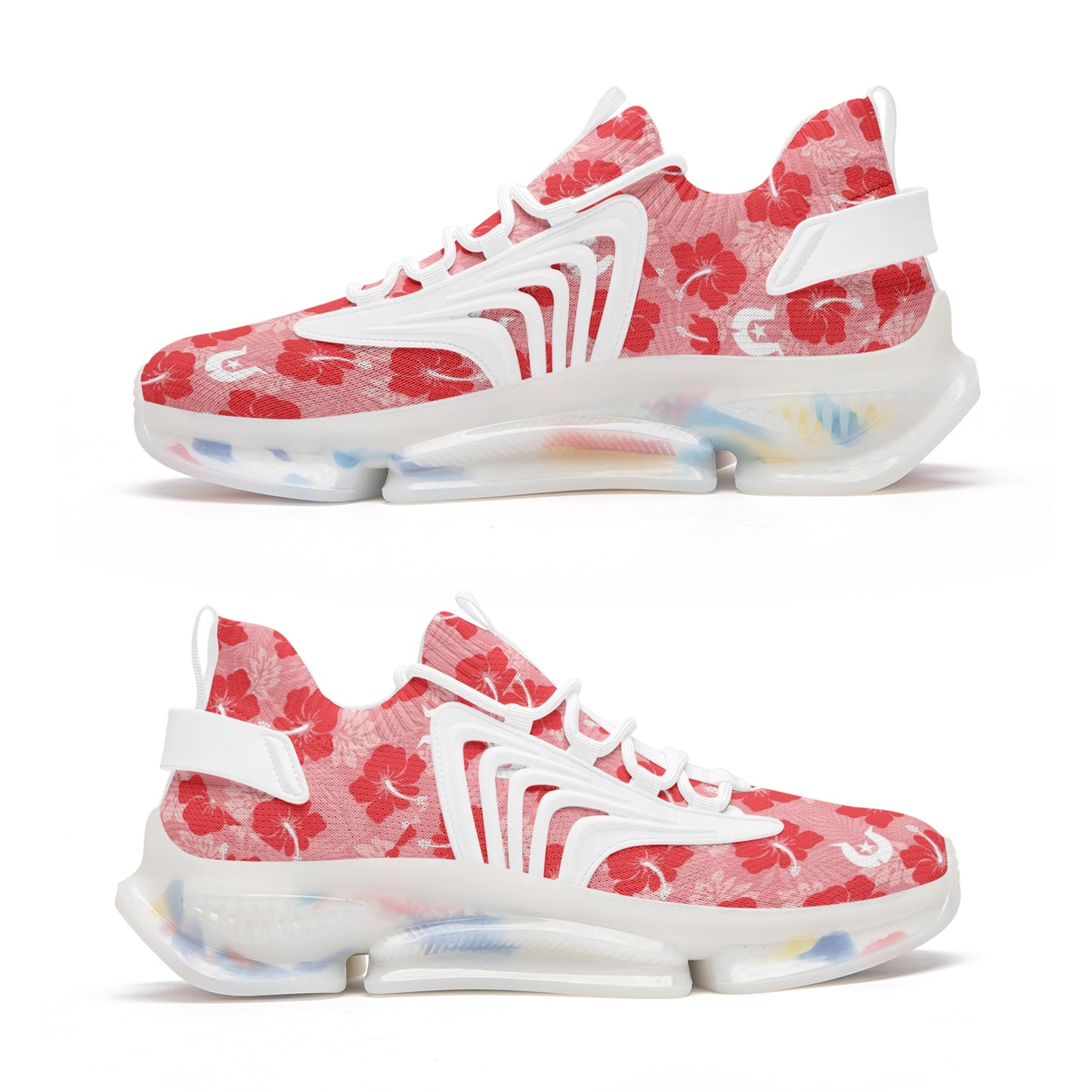 Hibiscus flowers with Dhari (Royal Pink) on Unisex Low Top Mesh Sneakers