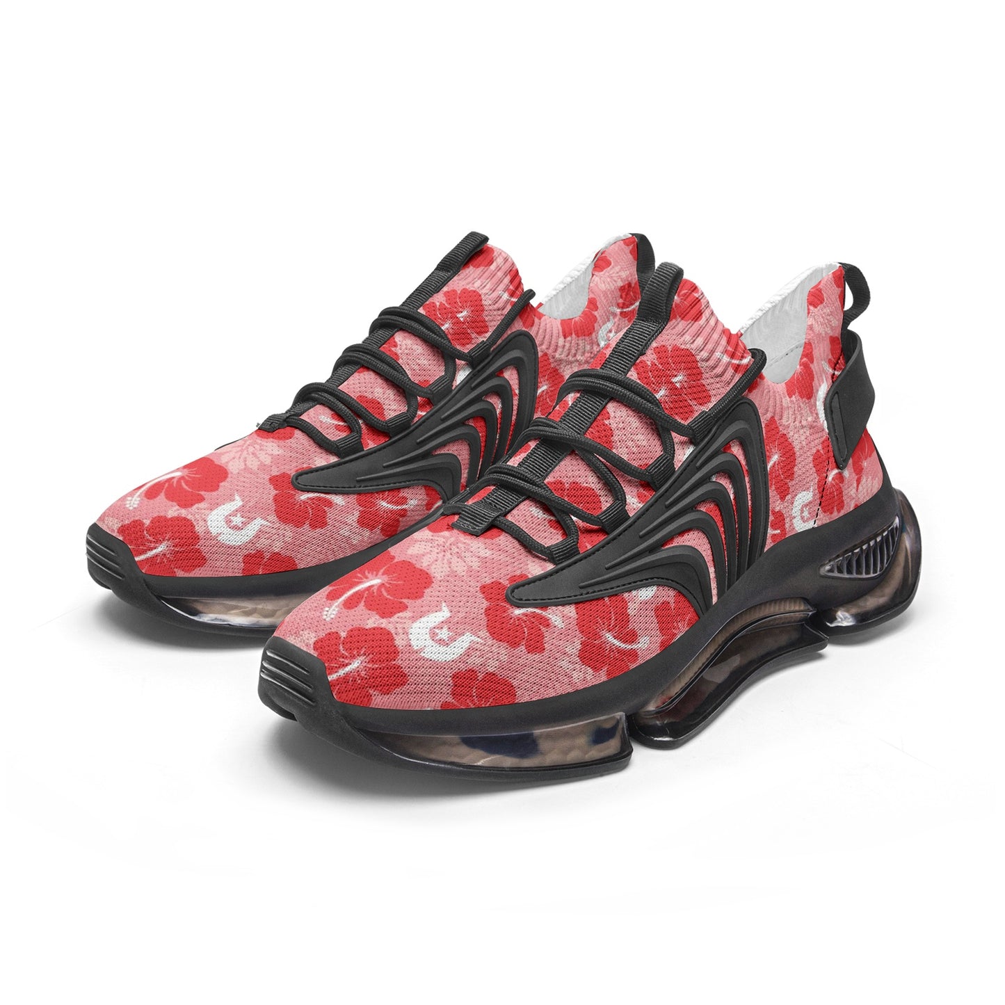 Hibiscus flowers with Dhari (Royal Pink) on Unisex Low Top Mesh Sneakers