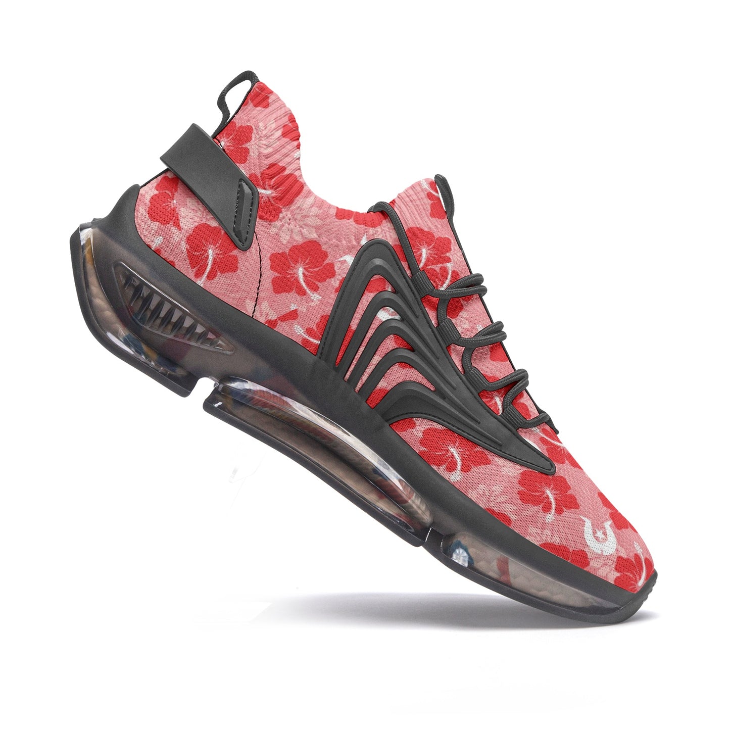 Hibiscus flowers with Dhari (Royal Pink) on Unisex Low Top Mesh Sneakers