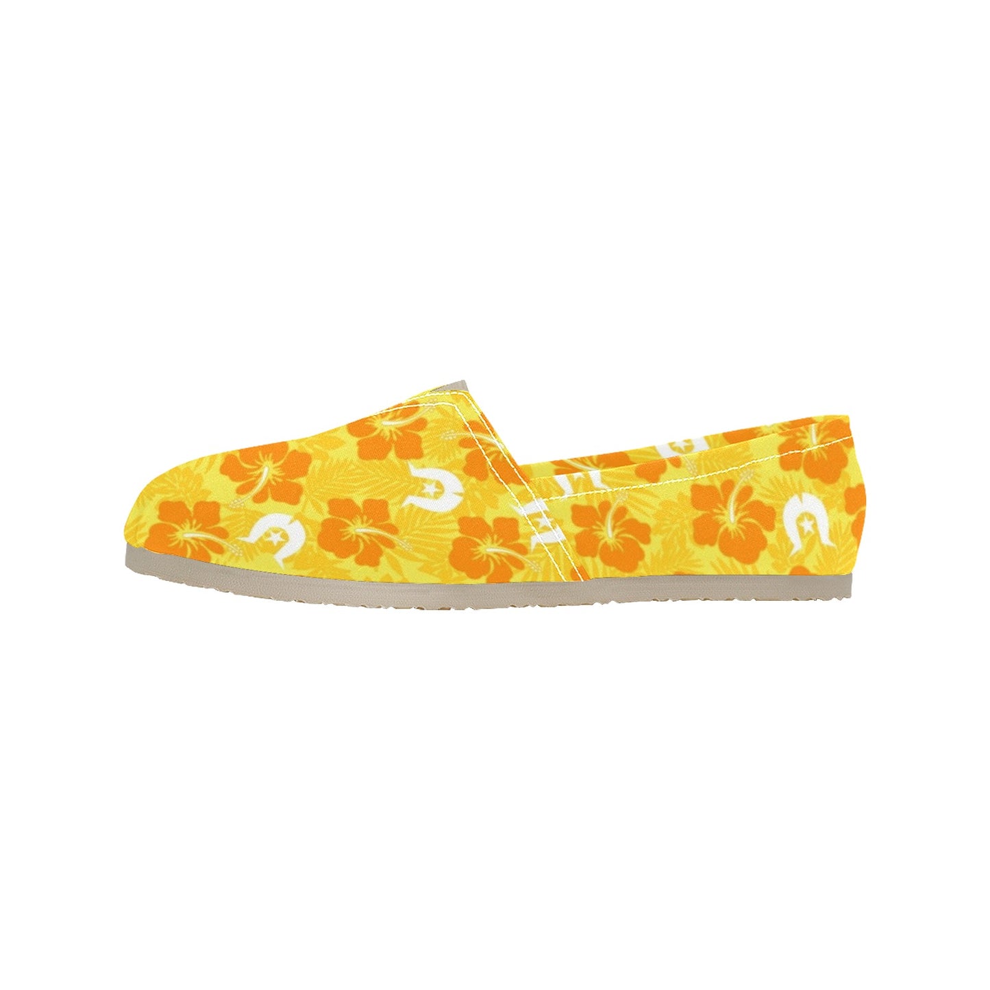 Hibiscus flowers with Dhari (Gold) on Men's Classic Canvas Slip-On Shoes