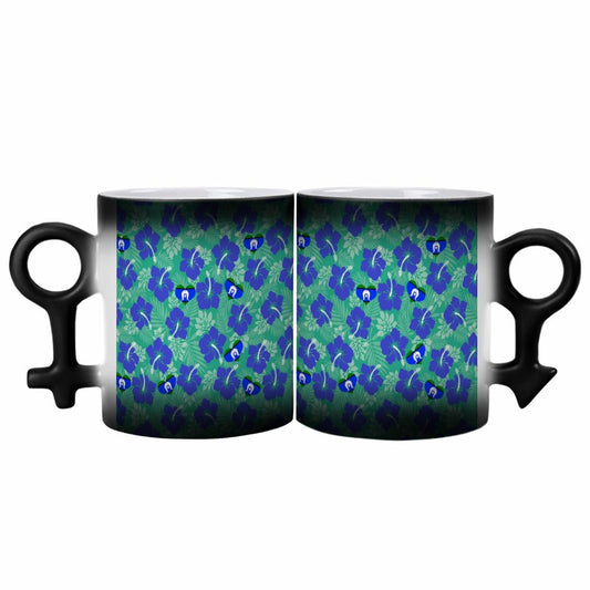 Hibiscus flowers with Torres Strait Heart Flag on Couple Symbol Color-Changing Mug