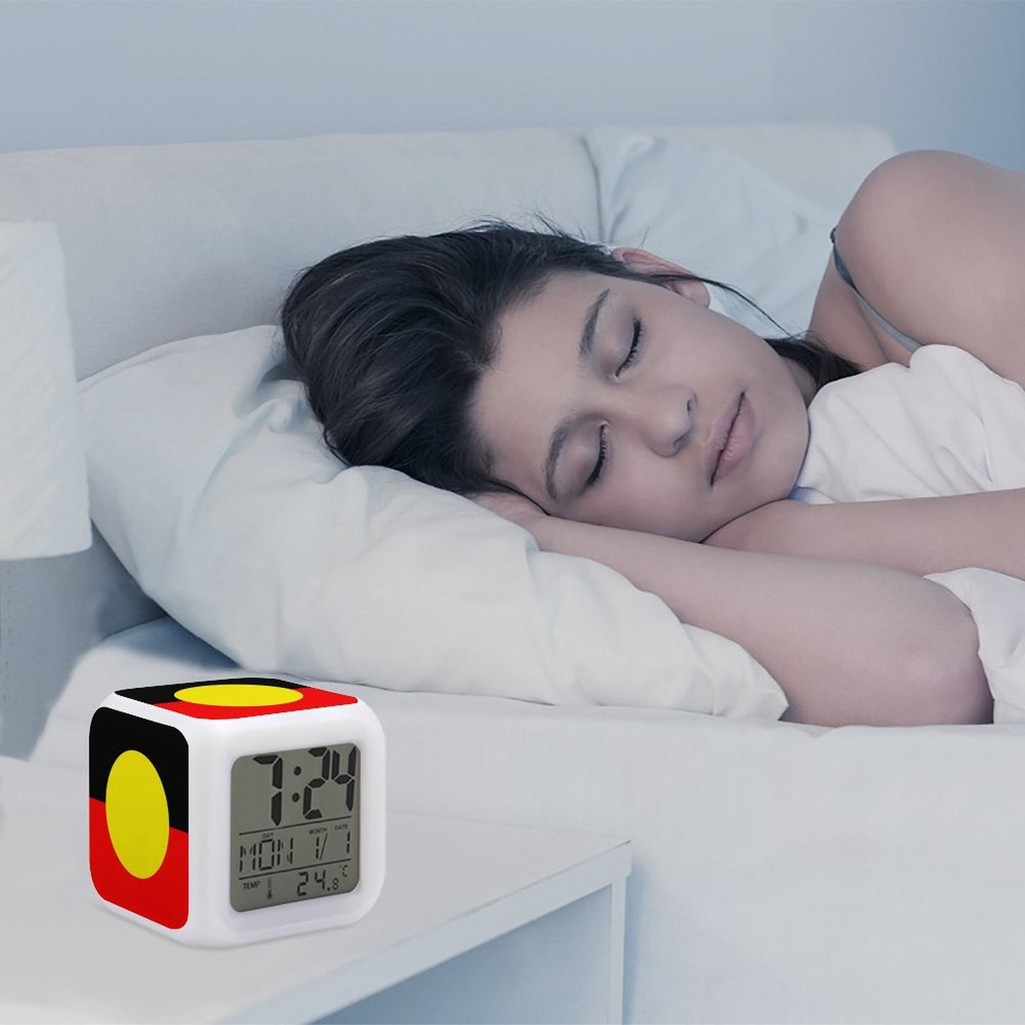 Aboriginal Flag on Color Change Alarm Clock