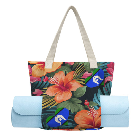 Tropical Flowers with heart shaped Torres Strait flag on Yoga Mat Bag