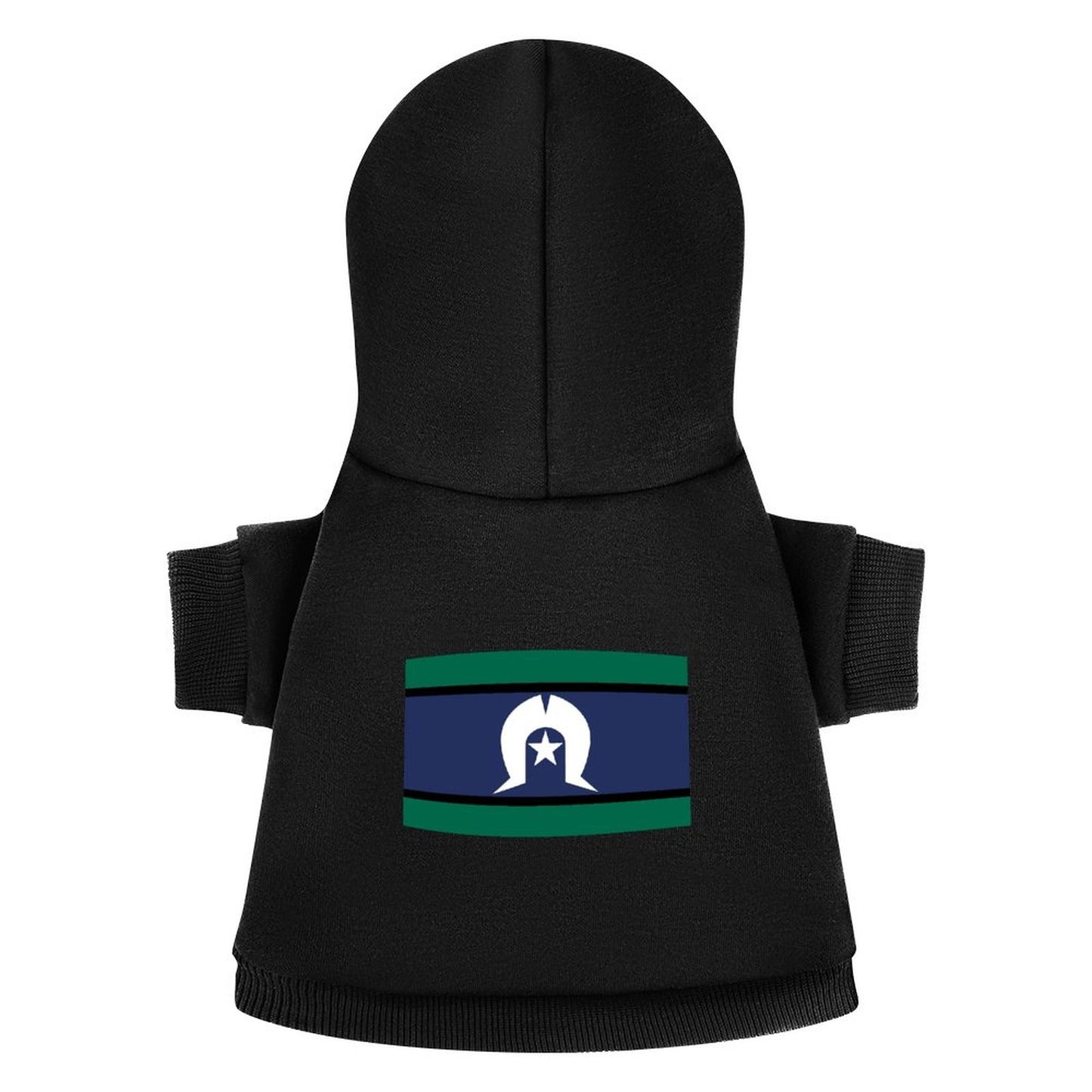 Torres Strait Flag on Pet Hoodies-Partially Printed Pullover Sweatshirts
