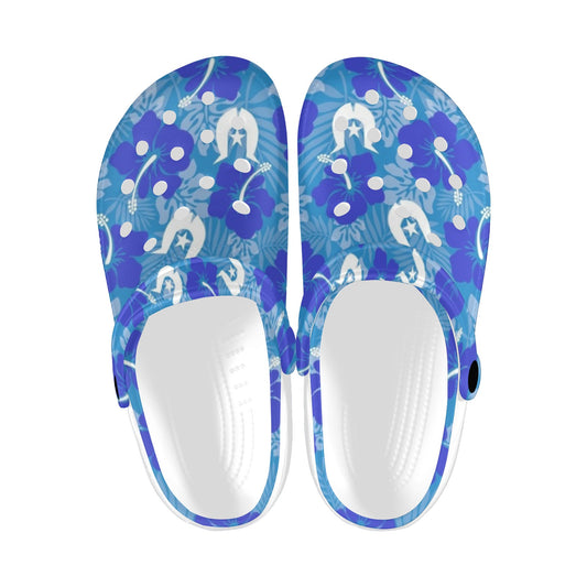 Hibiscus flowers with Dhari (Royal blue) on Adults Clogs