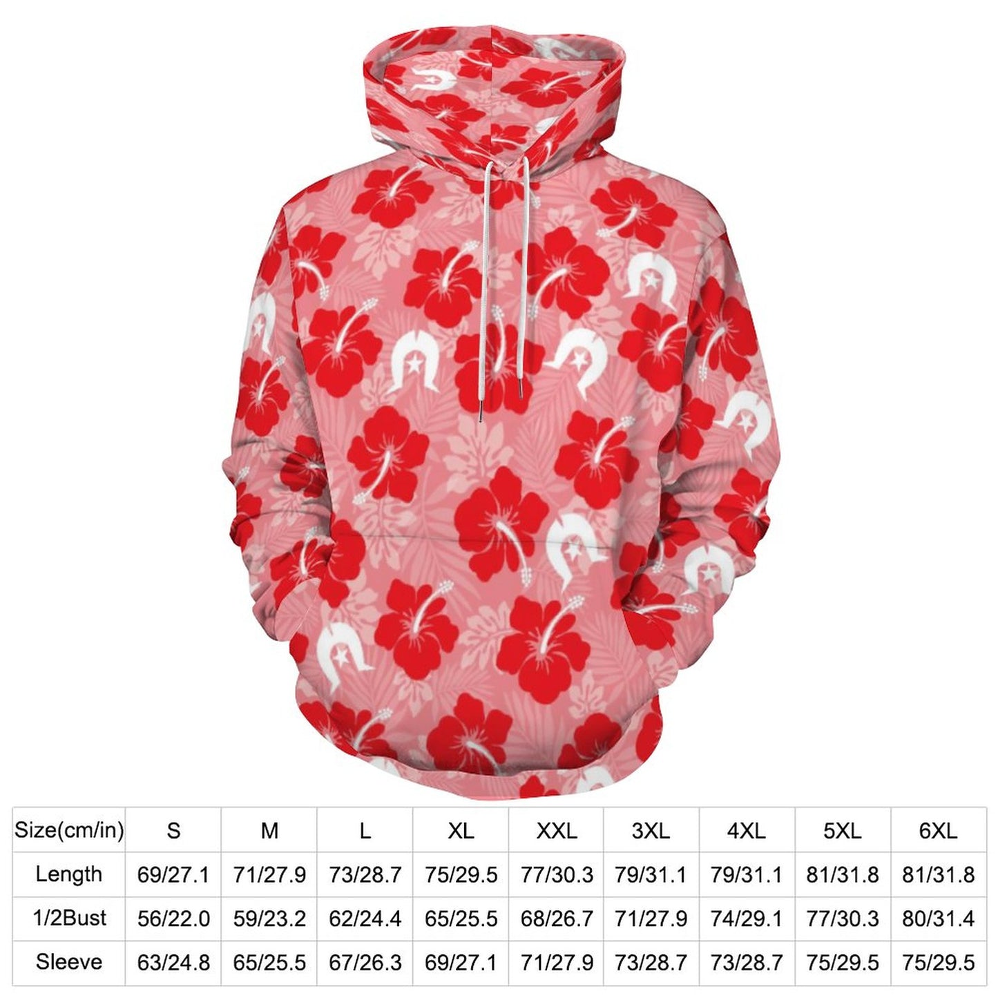 Hibiscus flowers with Dhari (Royal Pink) on Men's Cool Hoodie with Double-layer Cap