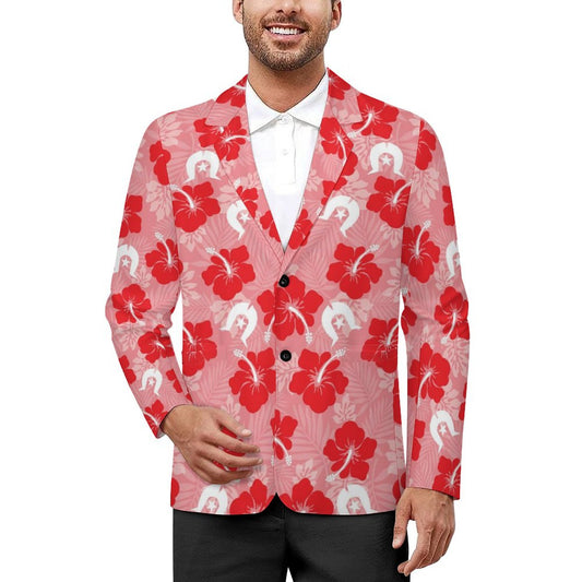 Hibiscus flowers with Dhari (Royal Pink) on Men's Blazer