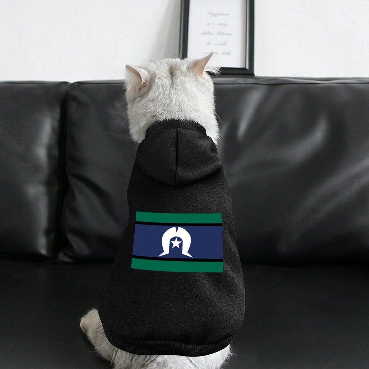 Torres Strait Flag on Pet Hoodies-Partially Printed Pullover Sweatshirts