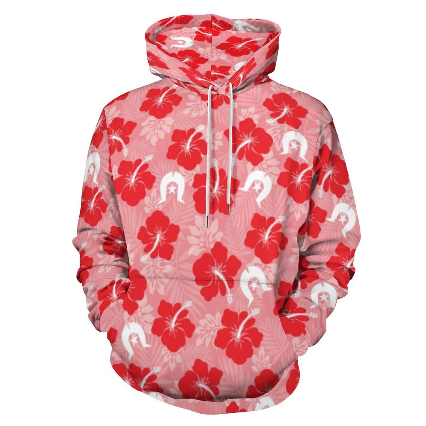 Hibiscus flowers with Dhari (Royal Pink) on Men's Cool Hoodie with Double-layer Cap