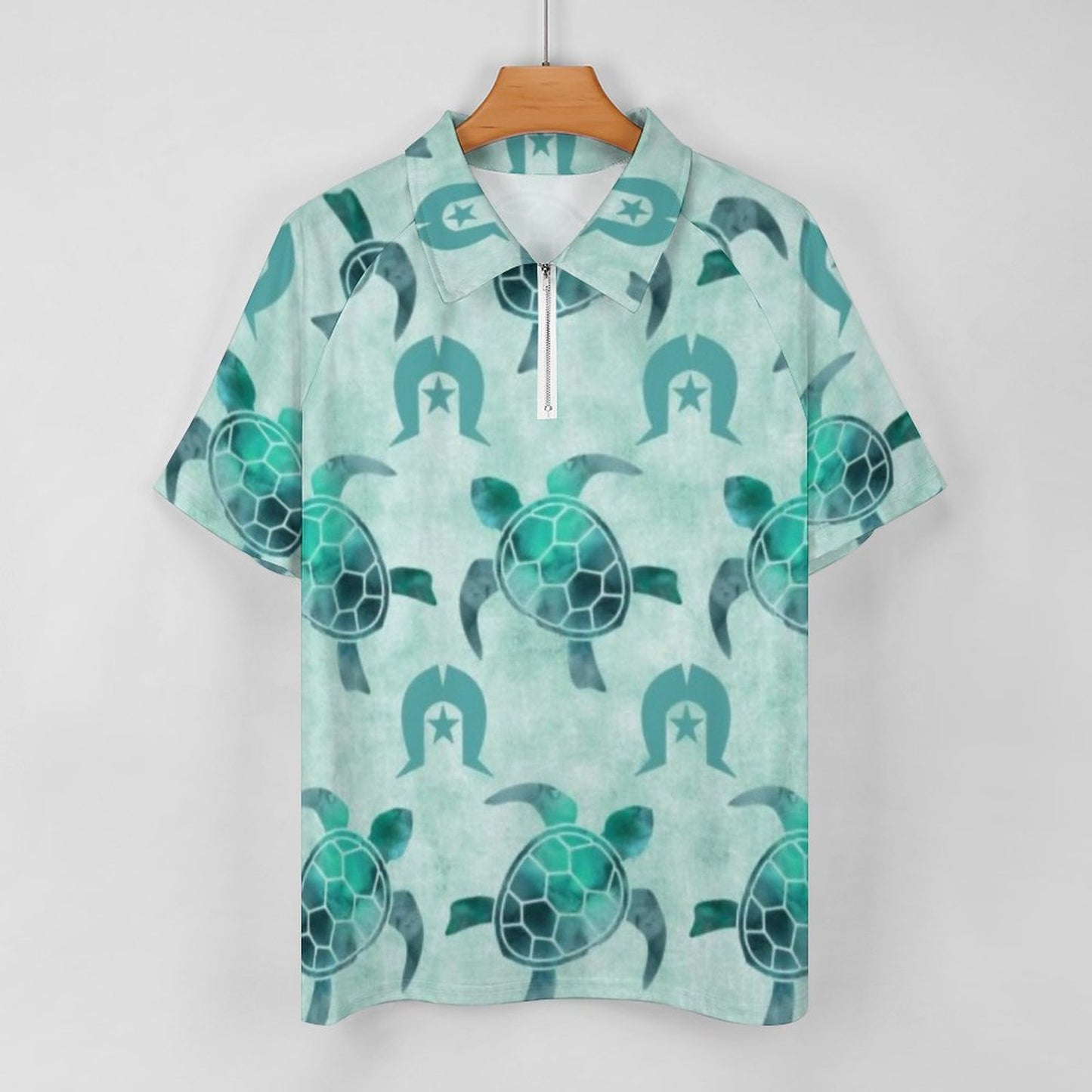 Aqua Turtle Pattern on Short Sleeved Sportswear Men's T Shirt