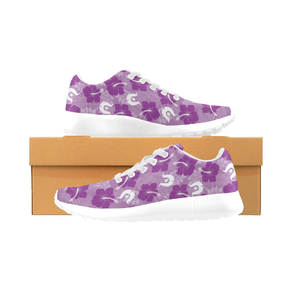 Hibiscus flowers with White Dhari (Royal purple) on Kid's Sneakers