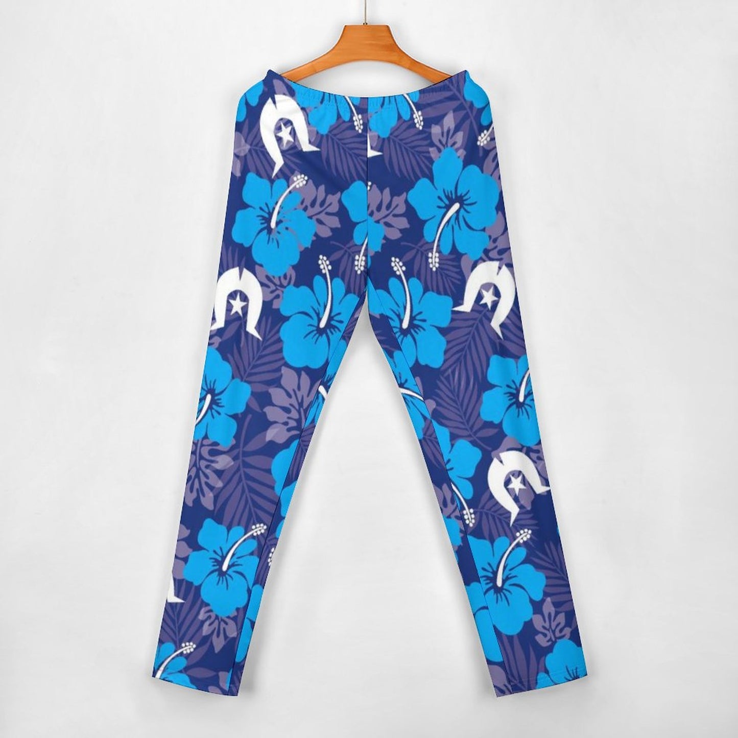 Hibiscus flowers with Dhari (Royal blue) on Diagonal Shoulder Two Piece Set
