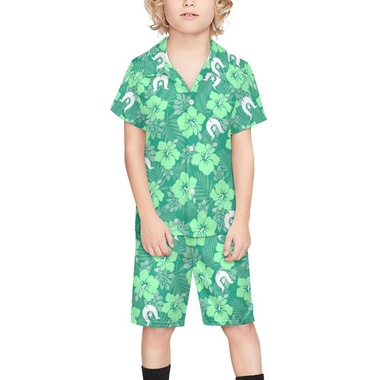 Hibiscus flowers with Dhari (Royal mint) on Youth's/Kid's Casual Beach Outfit