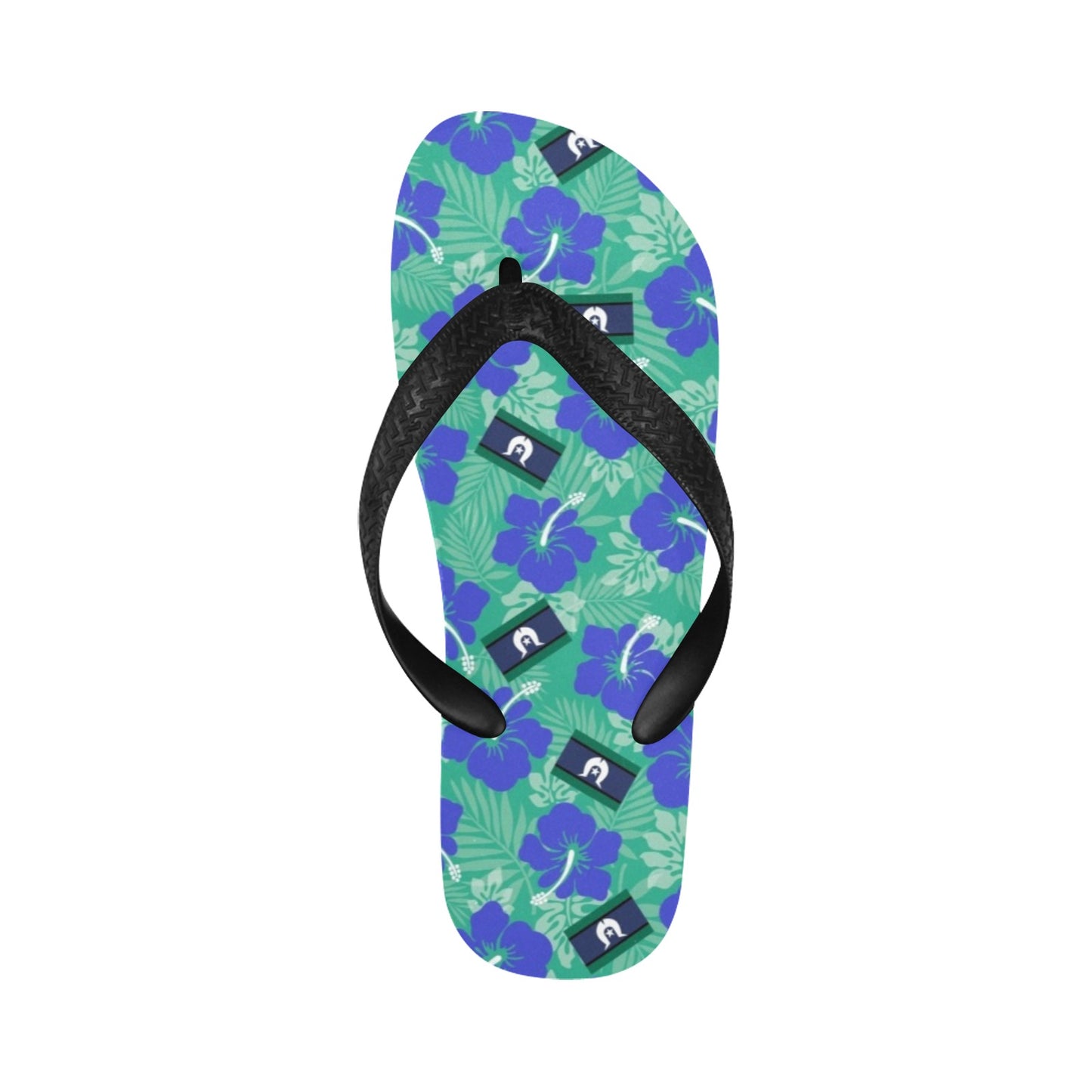 Hibiscus flowers with Torres Strait Flag on Flip Flops (For both Men and Women)