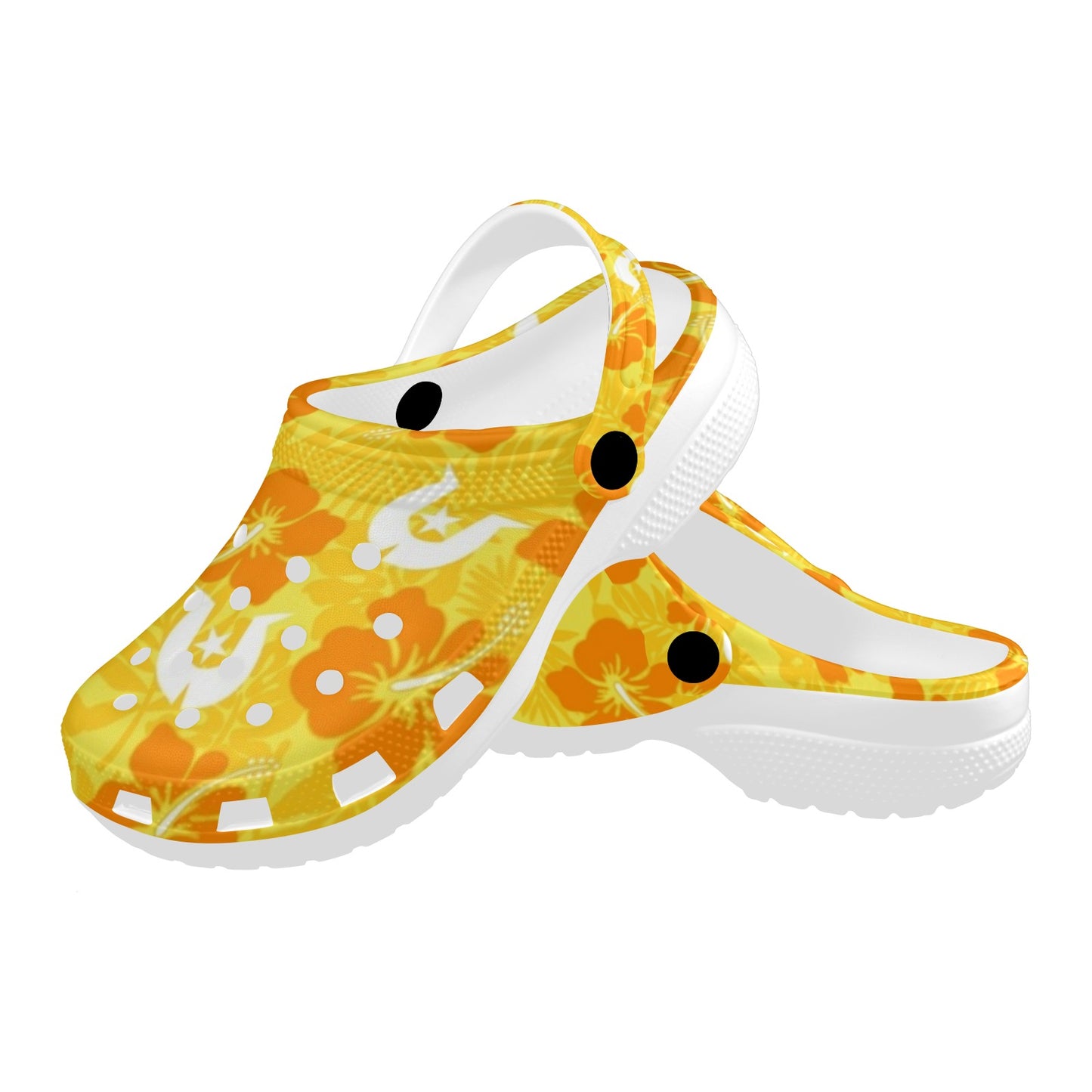 Hibiscus flowers with Dhari (Gold) on Adults Clogs