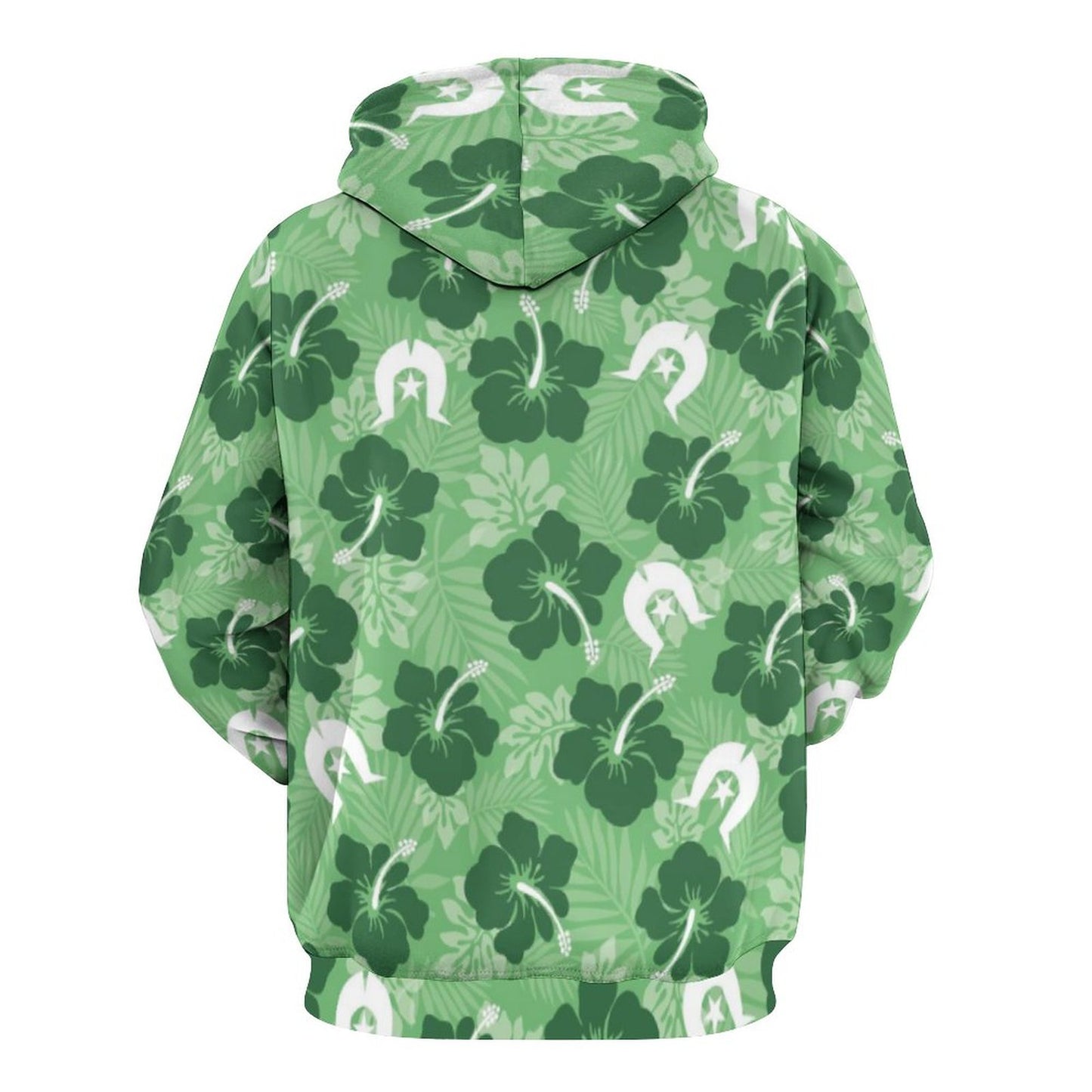Hibiscus flowers with Dhari (Sea Grass Green) on Men's Cool Hoodie with Double-layer Cap