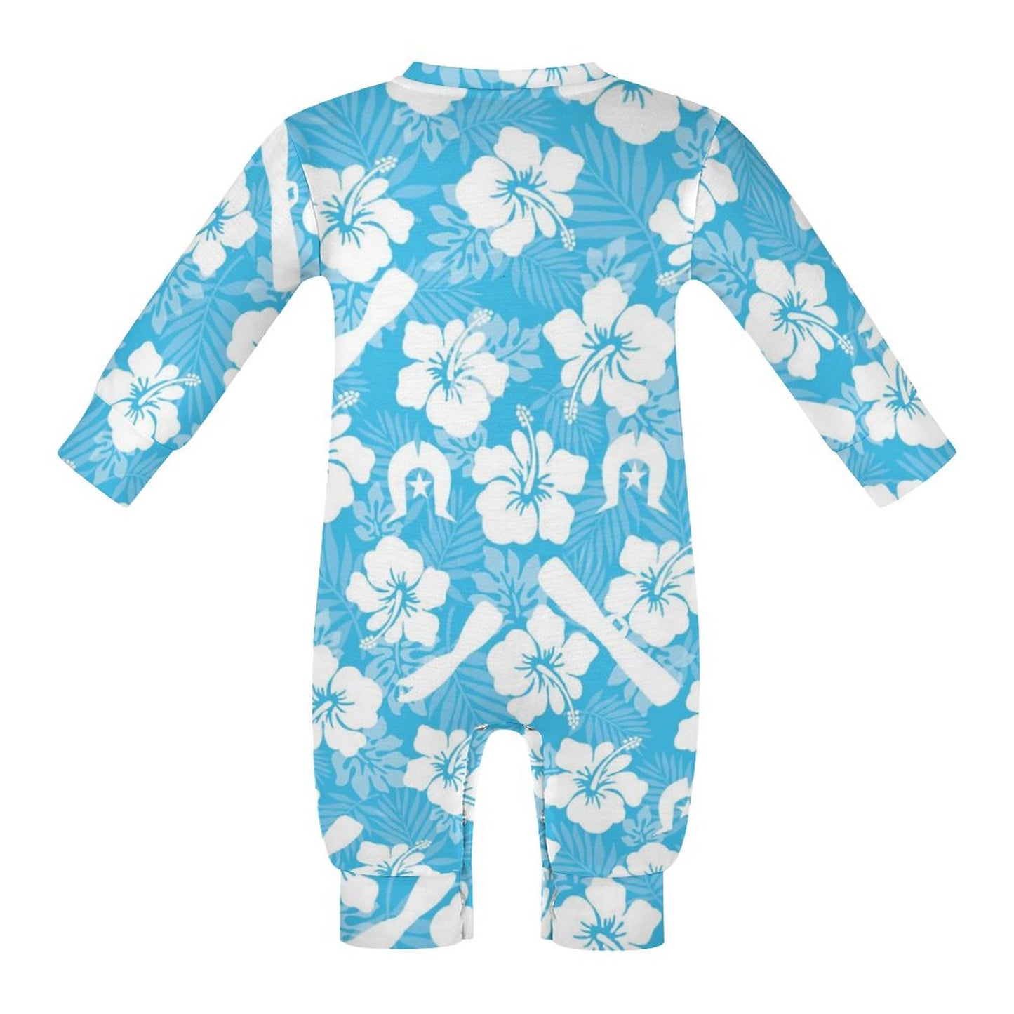 White Hibiscus flowers, Warup and Dhari on Baby Romper