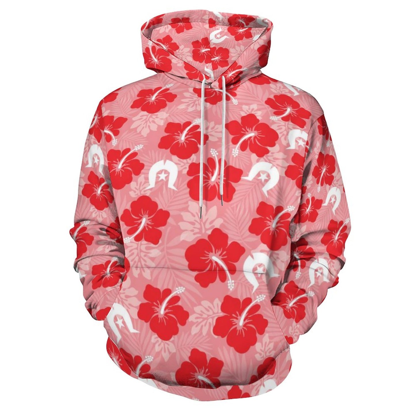 Hibiscus flowers with Dhari (Royal Pink) on Lady Hoodie with Double-layer Cap