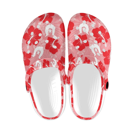 Hibiscus flowers with Dhari (Royal Pink) on Adults Clogs