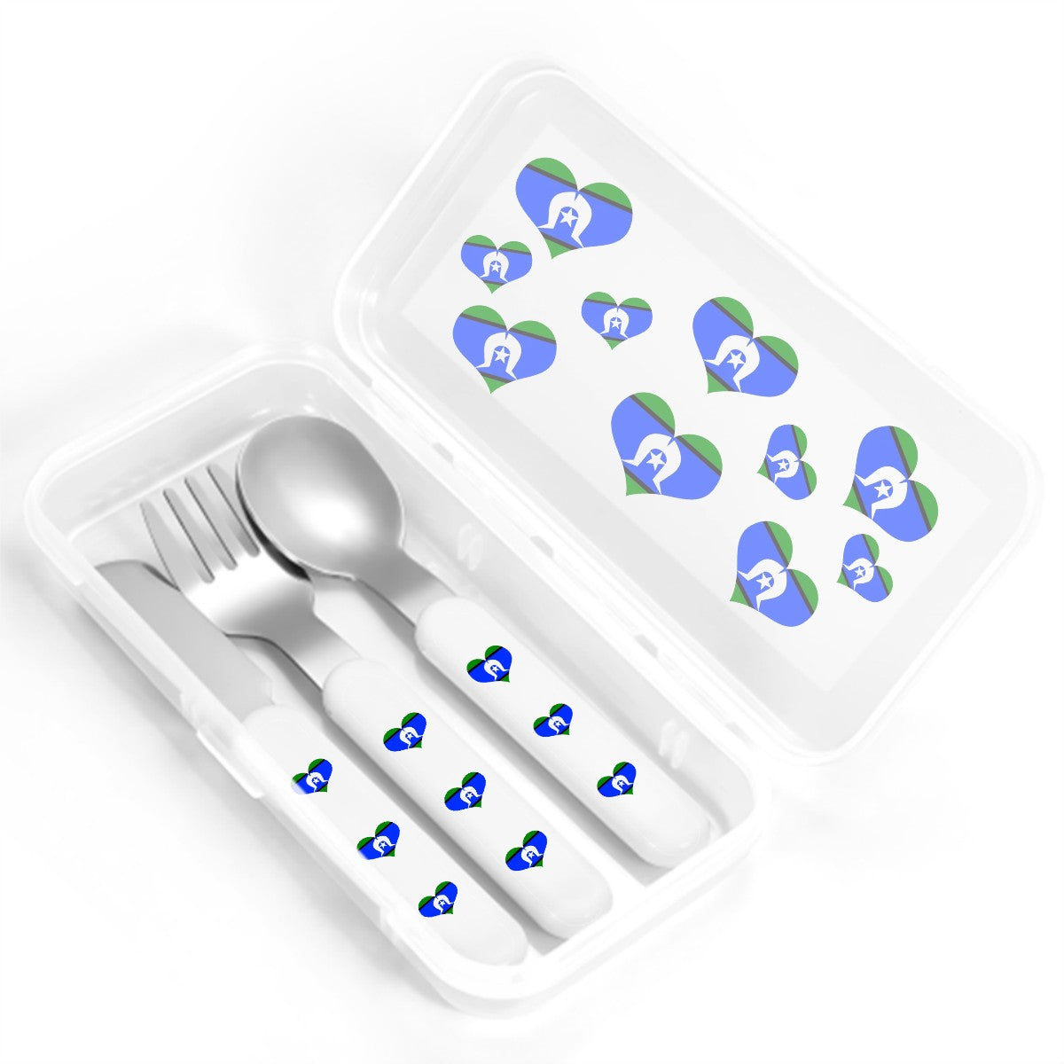 Heart-shaped Torres Strait Flag on Kids Cutlery Set Straight Handle
