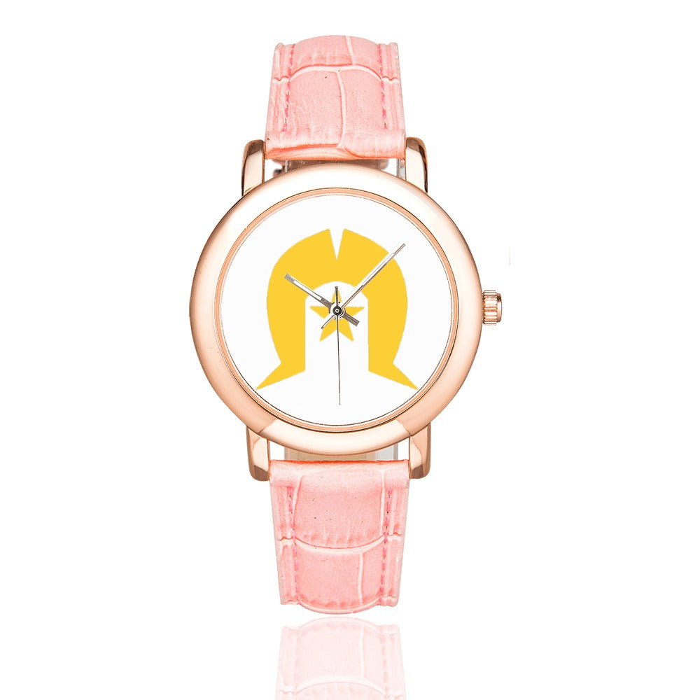 Gold coloured Dhari on Women's Rose Gold-plated Leather Strap Watch