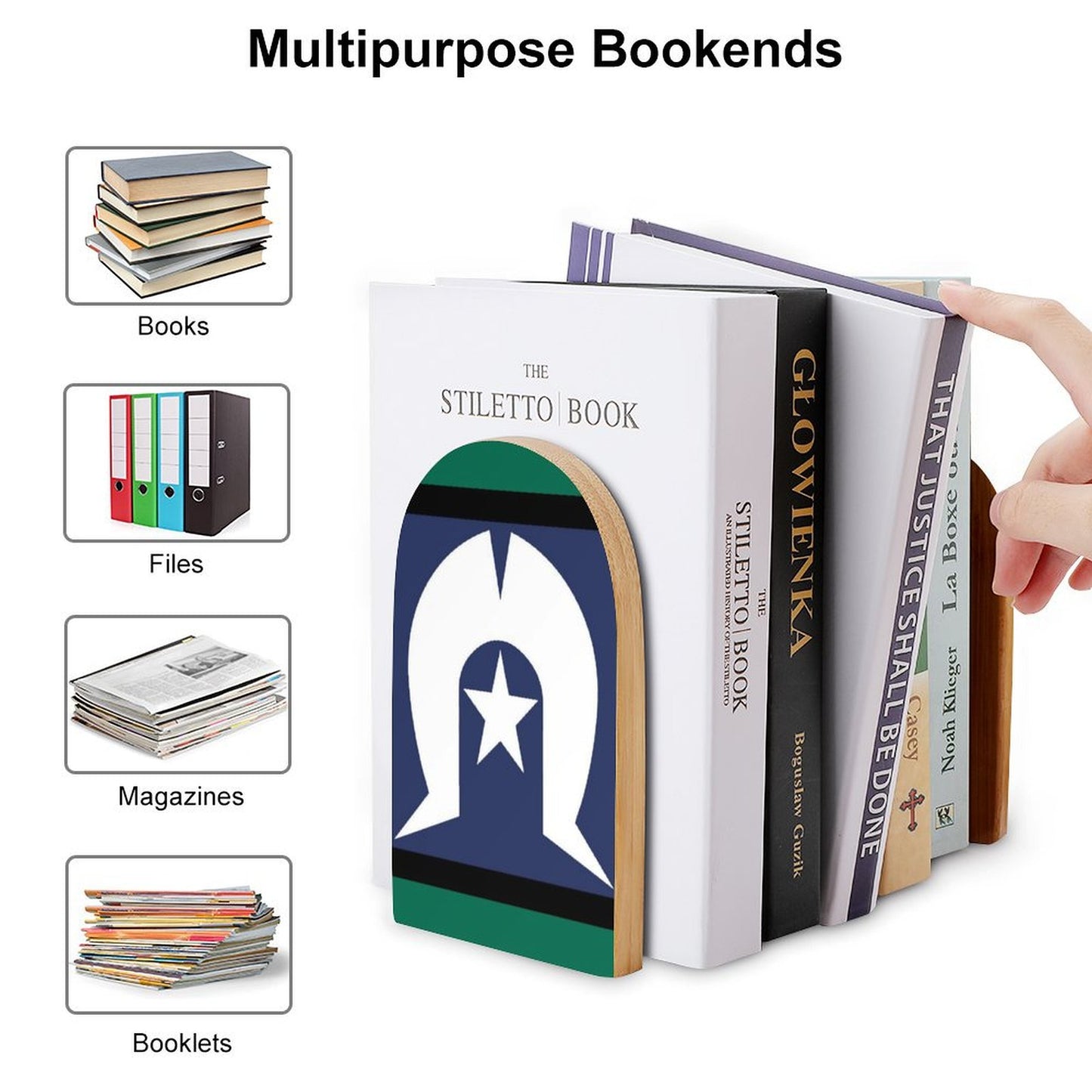 Torres Strait Flag on Bookends(Large)