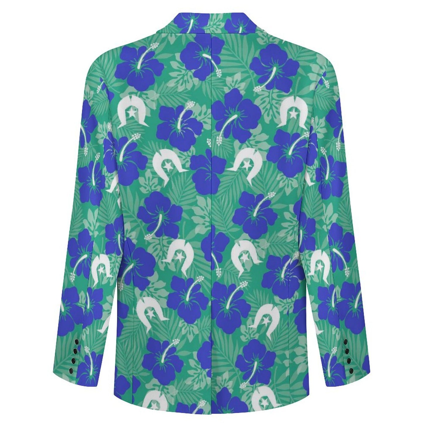 Royal Blue Hibiscus flowers with Dhari on Men's Blazer