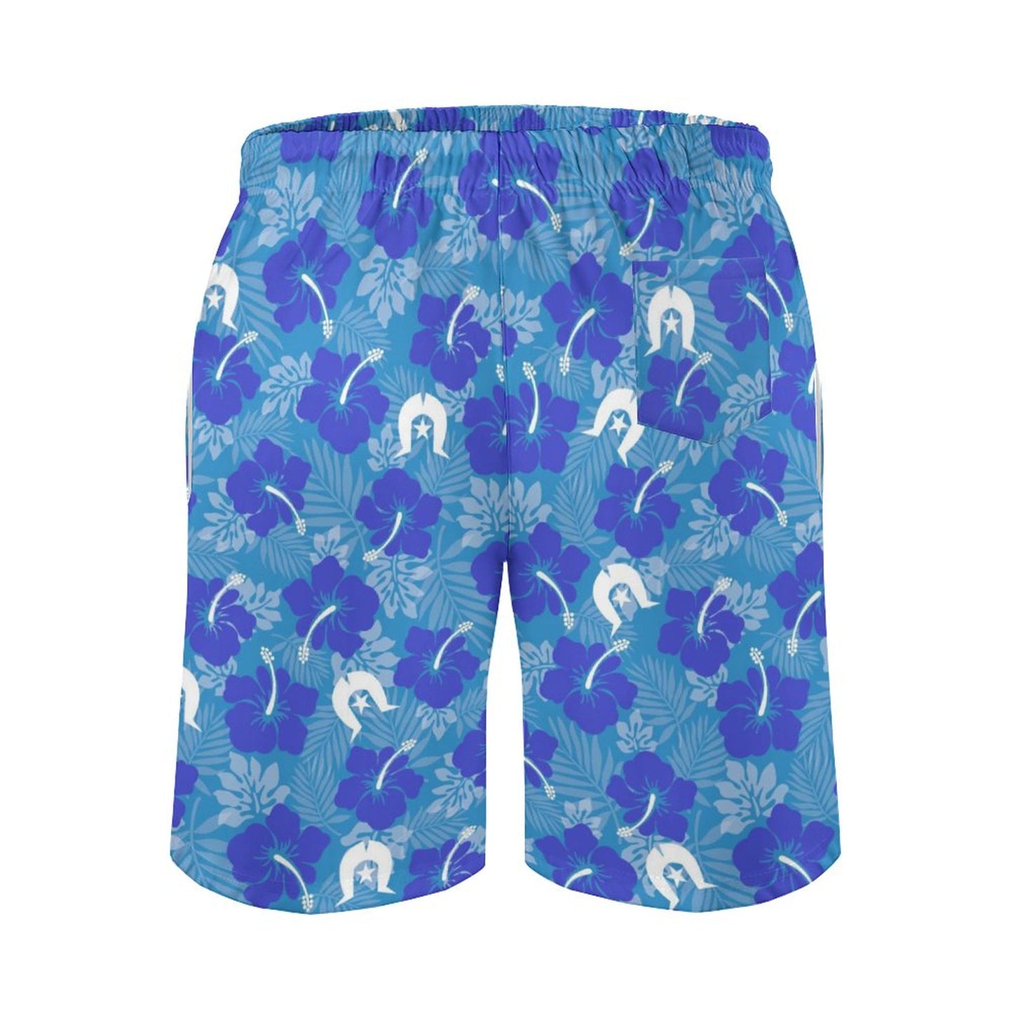 Hibiscus flowers with Dhari (Royal blue) on Men's Board Shorts