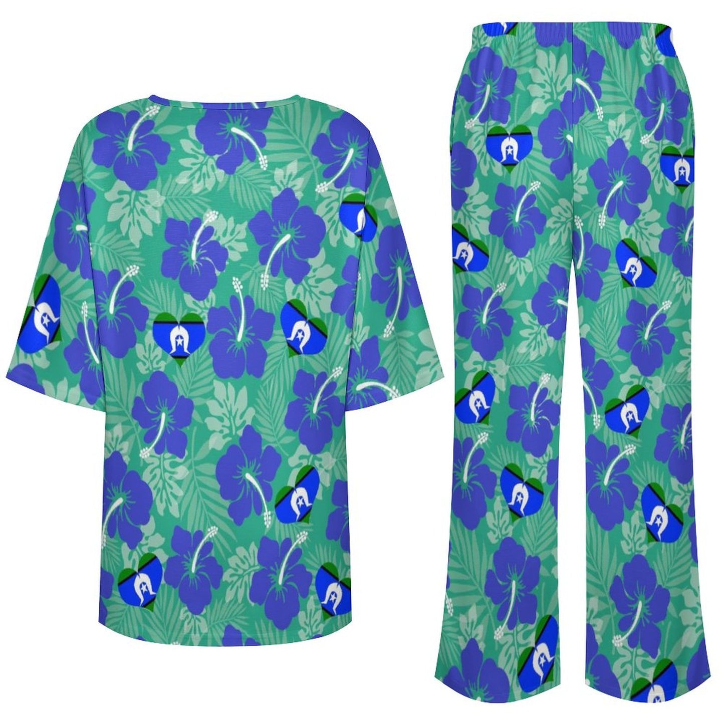 Hibiscus flowers with Torres Strait Heart Flag on Women's Mediterranean Style Set