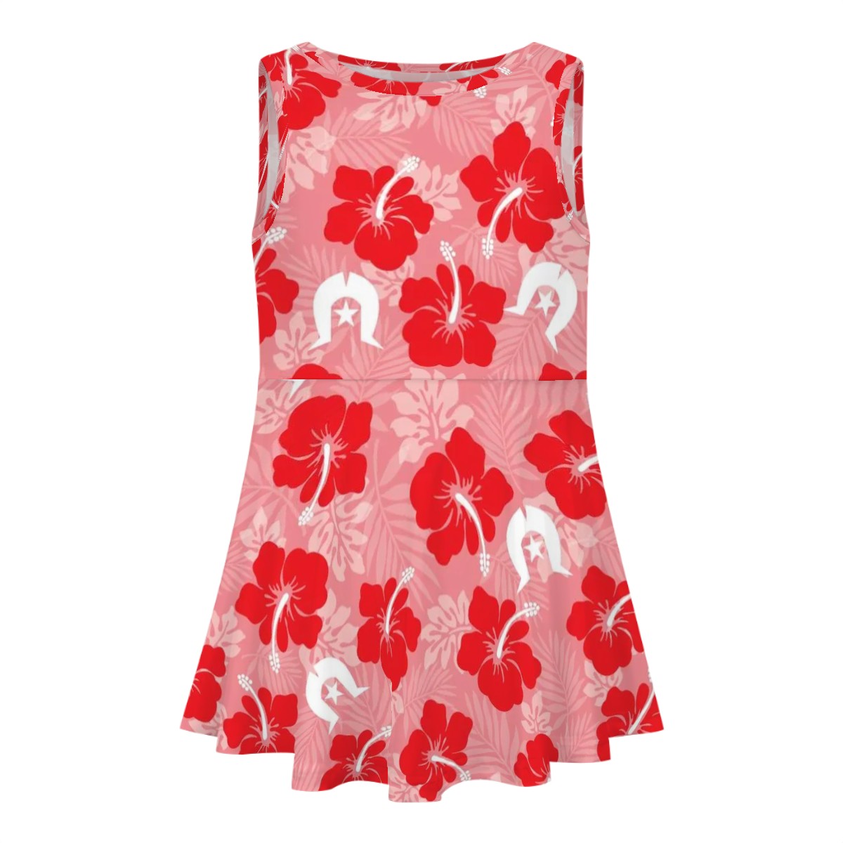 Hibiscus flowers with Dhari (Royal Pink) on Girls Dress