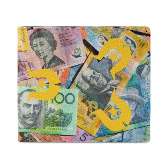 Gold coloured Dhari with Australian money (Version 2) on Card Holder Wallet 25