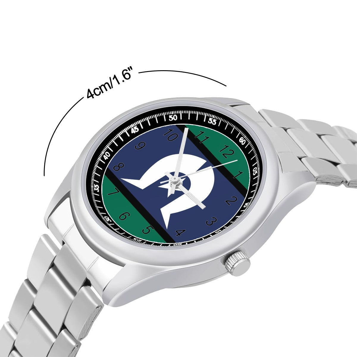 Torres Strait Flag on Simple Stainless Steel Watch