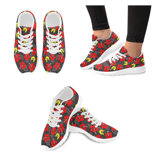 Royal Red Hibiscus with Yellow Dhari on Kid's Sneakers
