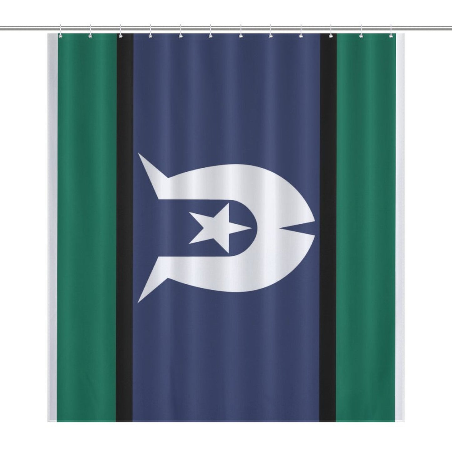 Torres Strait flag on Flower Shower Curtain-66x72Inch (168x183cm)