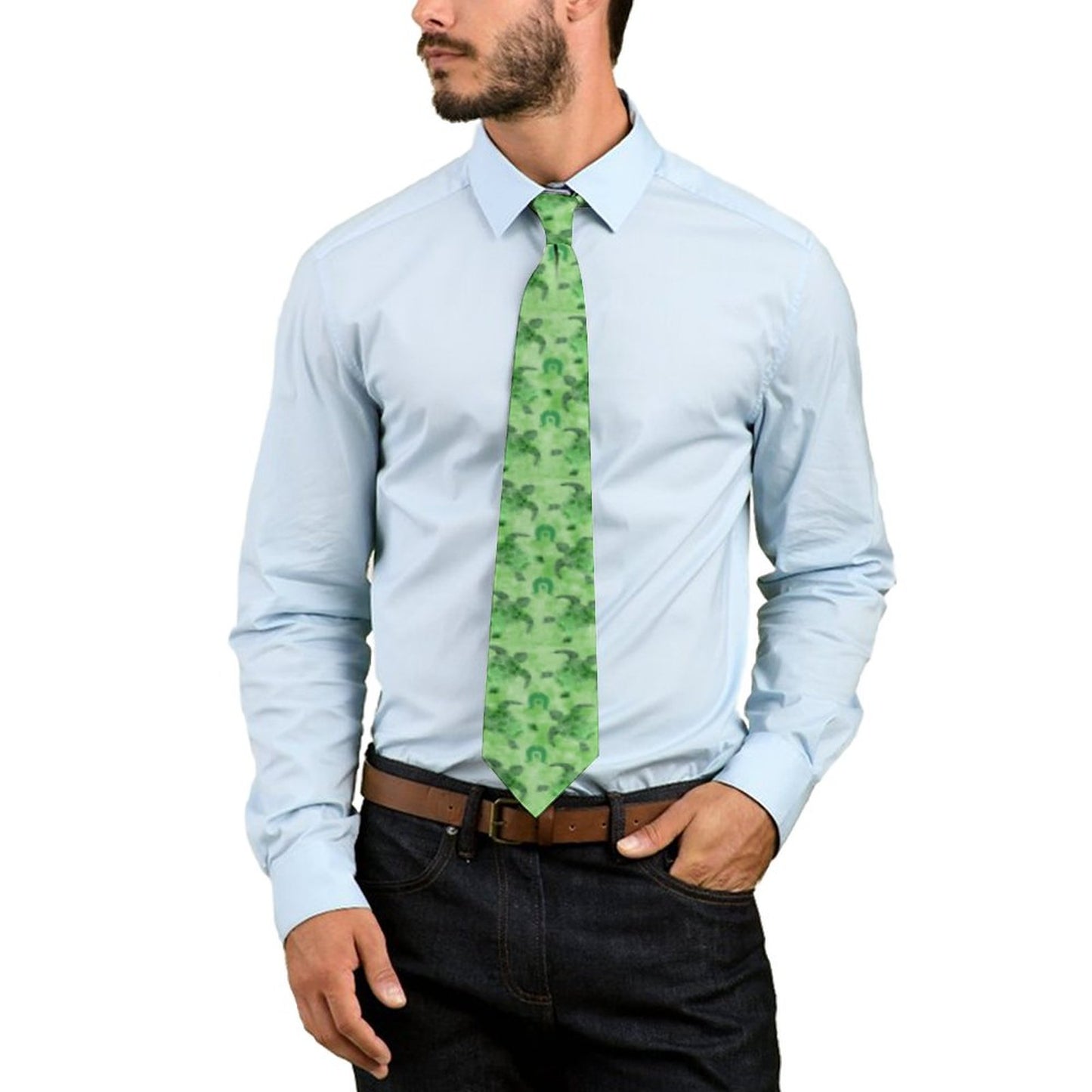Green Turtle Pattern on Men's Formal Tie