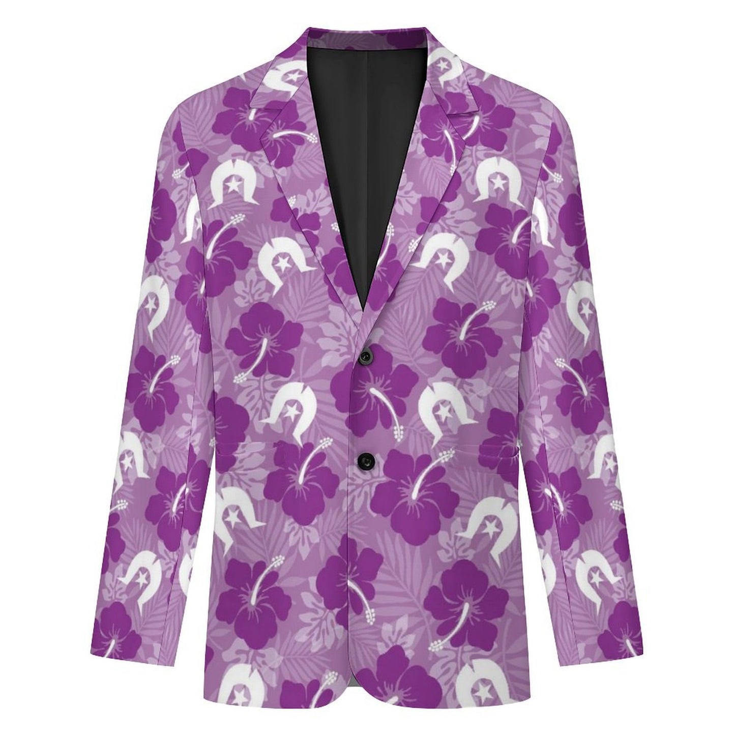 Hibiscus flowers with White Dhari (Royal purple) on Men's Blazer