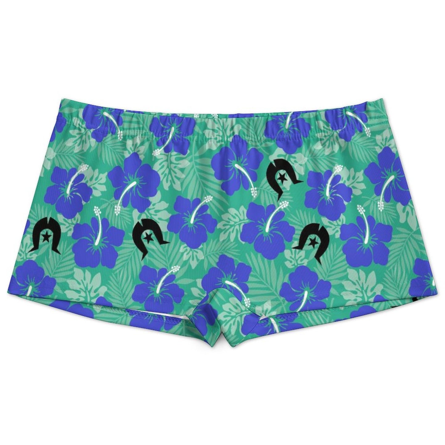 Royal Blue Hibiscus flowers with Black Dhari on 180gsm Women's Boxer Briefs